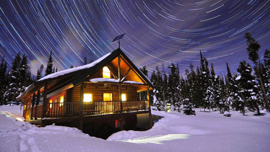 Gordon Reese Cabin at night